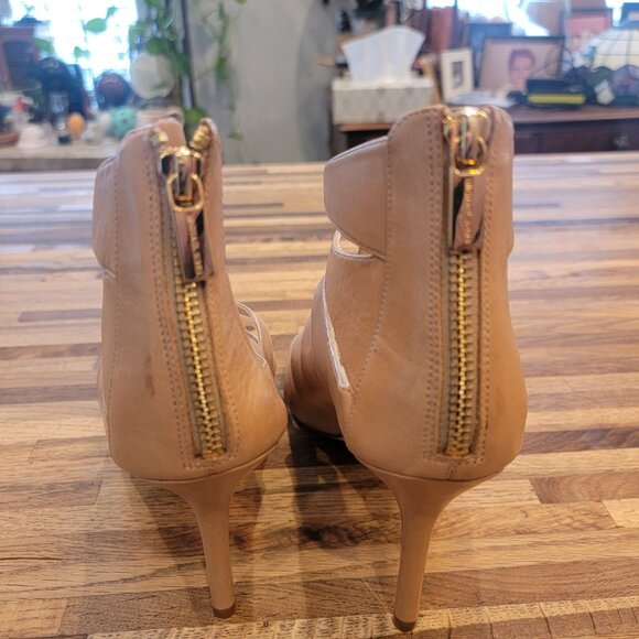 MICHAEL KORS MAVIS OPEN TOE DK KHAKI ZIPPER STRAPPY SANDAL WOMEN SHOES - Picture 8 of 13